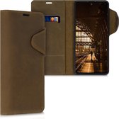 kalibri telefoonhoesje geschikt voor Samsung Galaxy Note 10 Lite - Hoesje met pasjeshouder en standaard - bruin - Wallet case