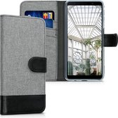 kwmobile bookcase met pasjeshouder voor Samsung Galaxy A7 (2018) - imitatieleren hoesje met portemonnee - grijs / zwart
