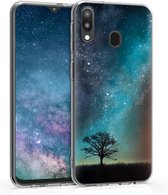 kwmobile telefoonhoesje voor Samsung Galaxy M20 (2019) - Hoesje voor smartphone in blauw / grijs / zwart - Sterrenstelsel en Boom design