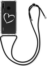 kwmobile telefoonhoesje geschikt voor Huawei P30 Lite - Hoesje met telefoonkoord - Back cover voor smartphone - Case in wit / transparant