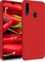kwmobile telefoonhoesje voor Samsung Galaxy A20s - Hoesje met siliconen coating - Smartphone case in mat rood
