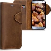 kalibri telefoonhoesje voor Motorola Moto X4 - Hoesje met pasjeshouder en standaard - bruin - Wallet case