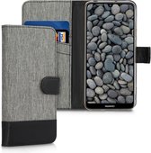 kwmobile telefoonhoesje voor Huawei Y6 (2019) - Hoesje met pasjeshouder in grijs / zwart - Case met portemonnee