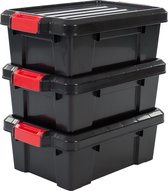 IRIS Powerbox Opbergbox - 12,5L - Kunststof - Zwart/Rood - Set van 3