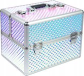 Beautycase - Nagel koffer - Make Up koffer L Formaat - Hologram Unicorn Rainbow Design Paars /Roze 1 - dit model is zeer geschikt om een UV of LED lamp in mee te nemen - Alleen bij