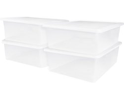 IRIS Cristalbox Opbergbox - 28L - Kunststof - Transparant - Set van 4