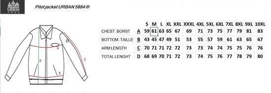 Veste Pilot en cuir d'agneau véritable marron Urban 5884 -2XL