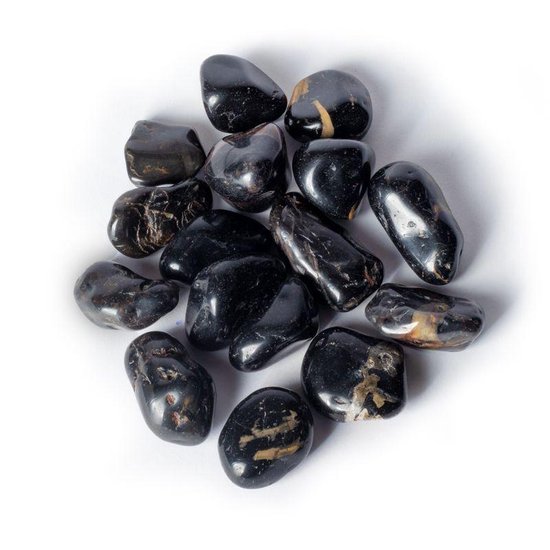 Pierres roulées en onyx noir Pierres précieuses câlin dans un sac cadeau  ±3x4cm | bol