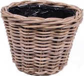 Bloempot mand rotan 27 x 16cm - rieten bollen mand