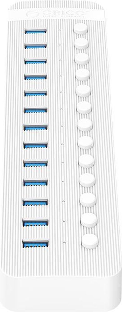 ORICO USB 3.0 hub met 13 poorten - BC 1.2 - aan/uit schakelaars - 60W - wit