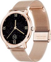 Belesy® VENUS - Smartwatch Dames - Horloge - 1.1 inch - Kleurenscherm - Stappenteller - Bloeddruk - Hartslag - Maak je eigen wijzerplaat - Staal – Goud - Cadeau