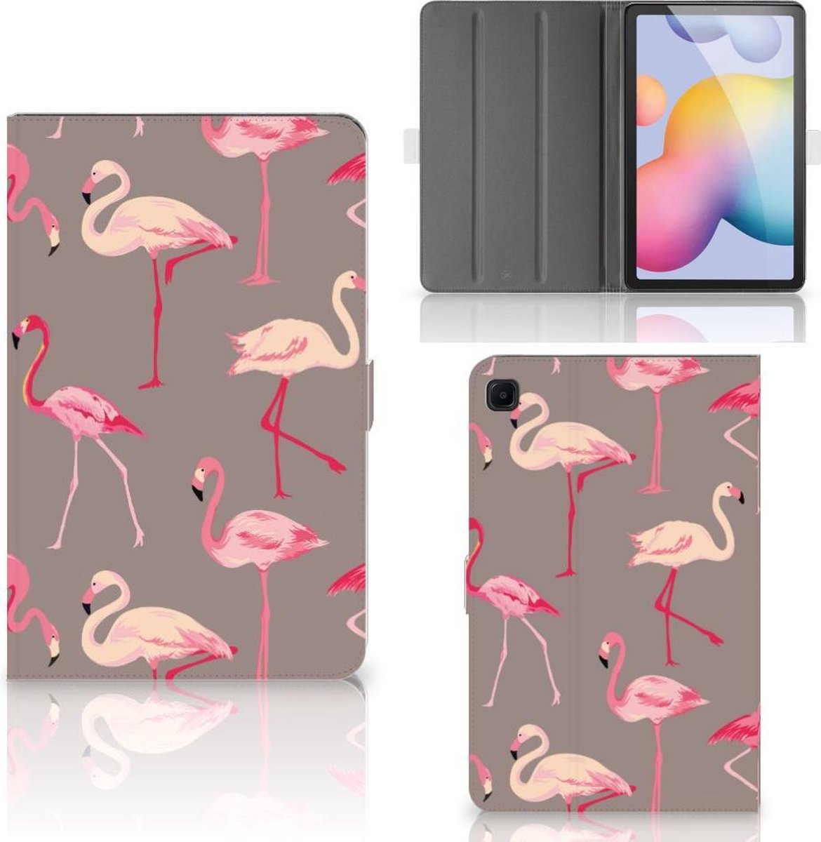 Mobiel Case Samsung Galaxy Tab S6 Lite | Tab S6 Lite 2022 Cover met Standaard Flamingo