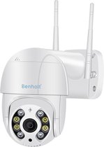 Benholt A8 - WiFi PTZ Beveiligingscamera - 2MP - Waterproof - Nachtbeelden in kleur - Wit
