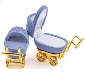 Ringdoosje kinderwagen - babyshower - cadeau - zwanger - liefde - kraamvisite - romantiek - baby - sieradendoosje - kindje - blauw