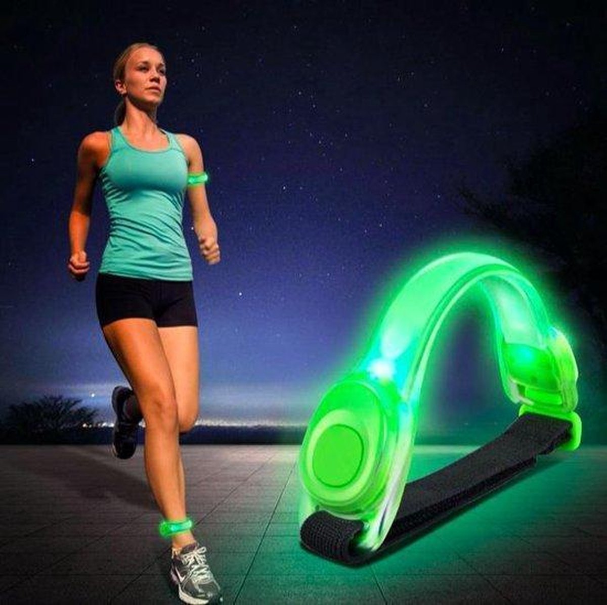 LED Premium Armband hardlopen Groen Sportarmband Safety sport