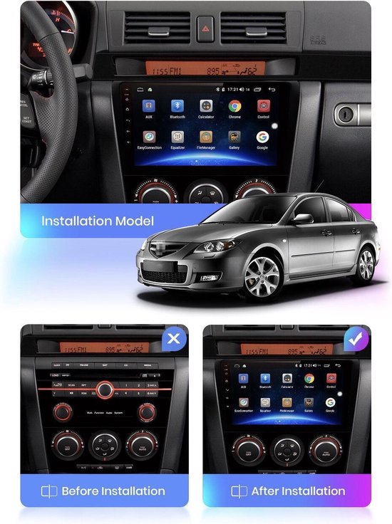 Mazda 3 2003-2009 Android 10 navigatie autoradio wifi bluetooth usb - Merkloos