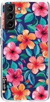 Casetastic Samsung Galaxy S21 Plus 4G/5G Hoesje - Softcover Hoesje met Design - Colorful Hibiscus Print