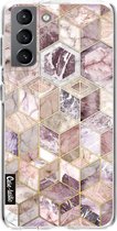 Casetastic Samsung Galaxy S21 4G/5G Hoesje - Softcover Hoesje met Design - Blush Quartz Honeycomb Print