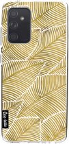 Casetastic Samsung Galaxy A52 (2021) 5G / Galaxy A52 (2021) 4G Hoesje - Softcover Hoesje met Design - Tropical Leaves Gold Print