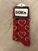 SOKn. trendy sokken " Hartjes" Rood maat 35-41  (Ook leuk om kado te geven !)