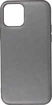 DiLedro - BackCover Echt Leer iPhone 12 (Pro) Shock Proof - Stone Grey