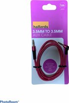 AUX Kabel Halfords 1 meter NEON Pink anti tangle