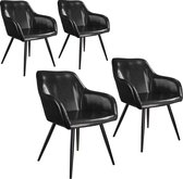 tectake - 4x Stoel Marilyn kunstleer zwart SKU: 404107