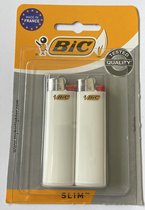 Bic Aansteker - Slim - Wit - 2 stuks