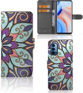 Mobiel Bookcase OPPO Reno 4 Pro 5G Smartphone Hoesje Purple Flower