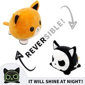 Omkeerbare Kat Knuffel - Skelet Shibu Knuffel - Mood Knuffel - Blij en Boos - Glow in the Dark - Kat Emotie Knuffel - Reversible Plush