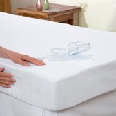 dekbeddenwereld-Waterdicht matrasbeschermer- hoeslaken- badstof- anti- bacteriën- rondom elastiek- wit- 2 persoons- Lits-jumeaux-180x200+30cm