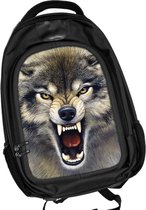 Caszmy rugzak met 3D afbeelding Wolf
