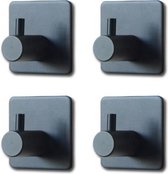 Muller® Nero handdoekhaakjes zelfklevend 4 set - Handdoekhaakjes zelfklevend - Handdoekhaakjes zwart - Handdoekhouder - Handdoekhaak - Vierkant - 4 stuks - Zwart
