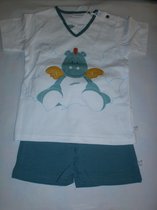 Noukie's - Zomer pyjama - Draak -  victor  - Wit / groen -  18 maand  86