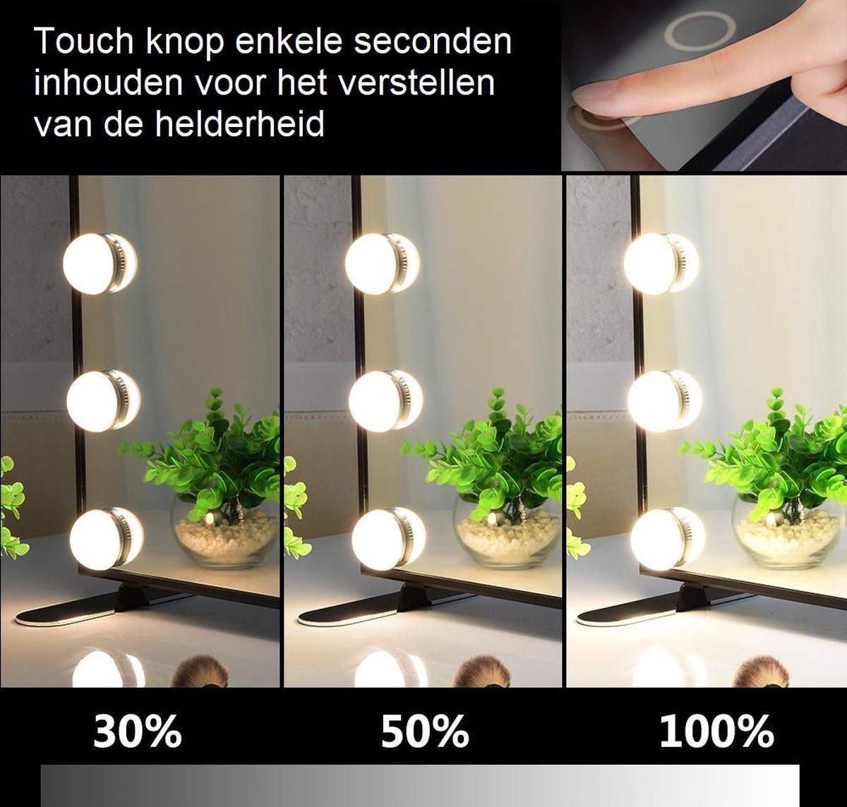 SensaHome Hollywood Spiegel met Verlichting - 3 Standen - 2700K/4500K/6400K - Vanity Mirror - Verstelbare licht - 60cm - Zwart SensaHome Hollywood Spiegel met Verlichting - 3 Standen - 2700K/4500K/6400K - Vanity Mirror - Verstelbare licht - 60cm - Zwart