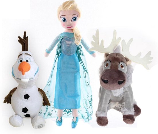 Dalset ding marge Disney Frozen pluche knuffel Elsa (40 Cm) Sven (20 Cm) Olaf (23 Cm) 3 set |  bol.com