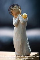 Urn Willow Tree beeldje Angel Love met hand geblazen mini urn-Hand geblazen mini urn met crematie- as vast in glas verwerkt óf haarlokje met haartjes intact in mini urn verwerkt-Crematie- as \ haren verwerking van uw dierbare-Urn-Gedenken