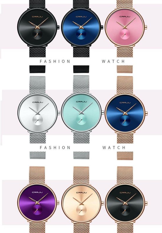 CRRJU® Montres pour femmes Montre femme Montre femme Filles Montre femme - CRRJU en acier - Résistant à l'eau - Coffret cadeau - Zwart Blauw