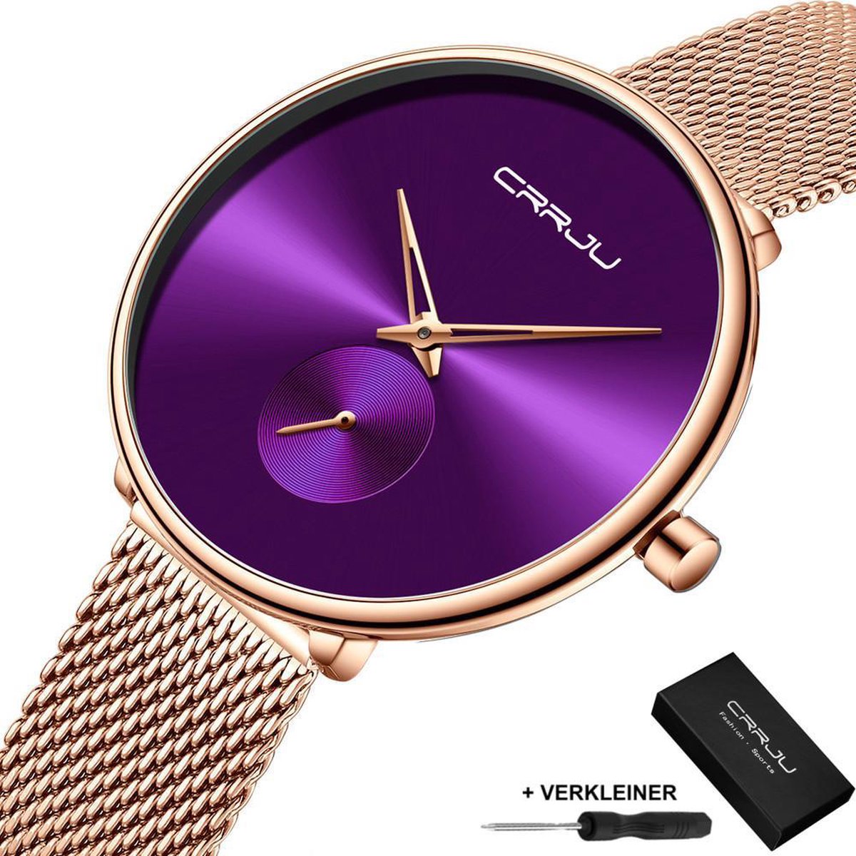 CRRJU® - Horloge Dames - Cadeau voor Vrouw - 40 mm - Rosé Paars