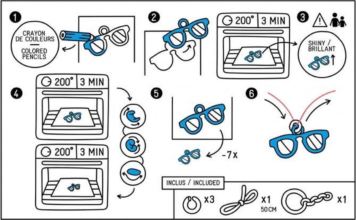 OMY - SET OF SHRINK MAGIC PLASTIC Create your own Keychain, Jewels, Accessories or Charms- MUSIC