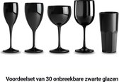 Assortiment Zwarte Onbreekbare Glazen - 30 stuks - Kunststof Polycarbonaat - Voordeelset