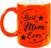 Best Mom Ever cadeau koffiemok / theebeker neon oranje 330 ml