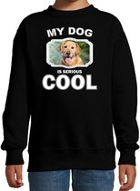 Golden retriever honden trui / sweater my dog is serious cool zwart - kinderen - Golden retrievers liefhebber cadeau sweaters 7-8 jaar (122/128)