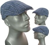 Driver cap zomerpet flatcap met ruitje kleur blauw maat one size