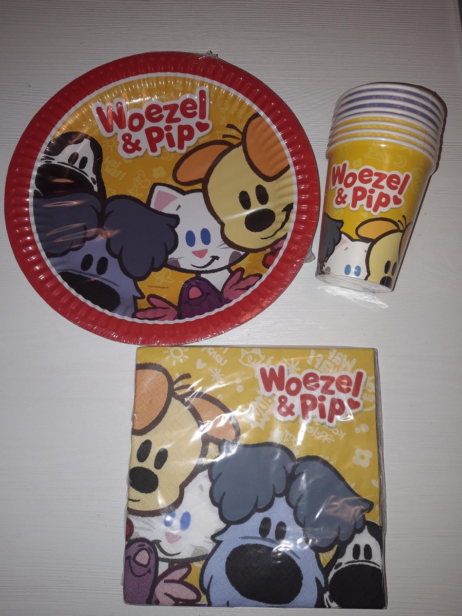 Woezel en Pip partyset - feestservies - bordjes - bekers - servetten