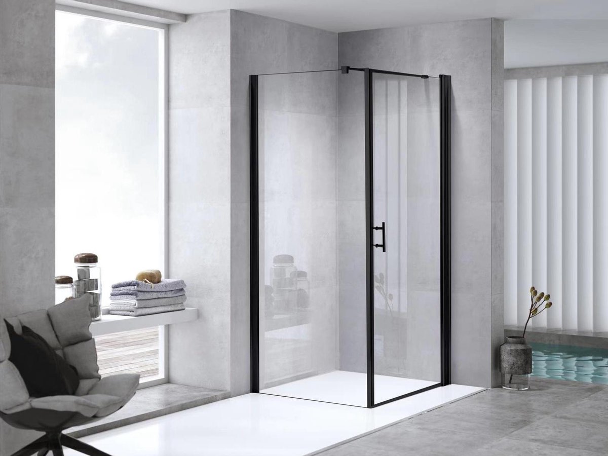 Mawialux douchecabine 100x100x195cm - 6mm veiligheidsglas met nano coating - Vierkant - Mat zwart - Dallas 100 MZ