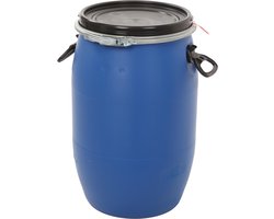 Kunststof ton 60 liter - klemdekselvat blauw zwart - Vat - Afvalton - Regenton