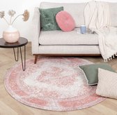 Rond Vintage vloerkleed - Admire Roze Ø 120cm