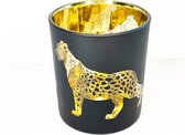 Luipaard waxinelichthouder Gold Medium