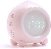 Slaaptrainer 'Lovely Peach' - Wake up light - kinderwekker - digitale wekker met slaaptimers en temperatuur aanduiding - meerkleurige nachtlamp met slaapdeuntjes - roze